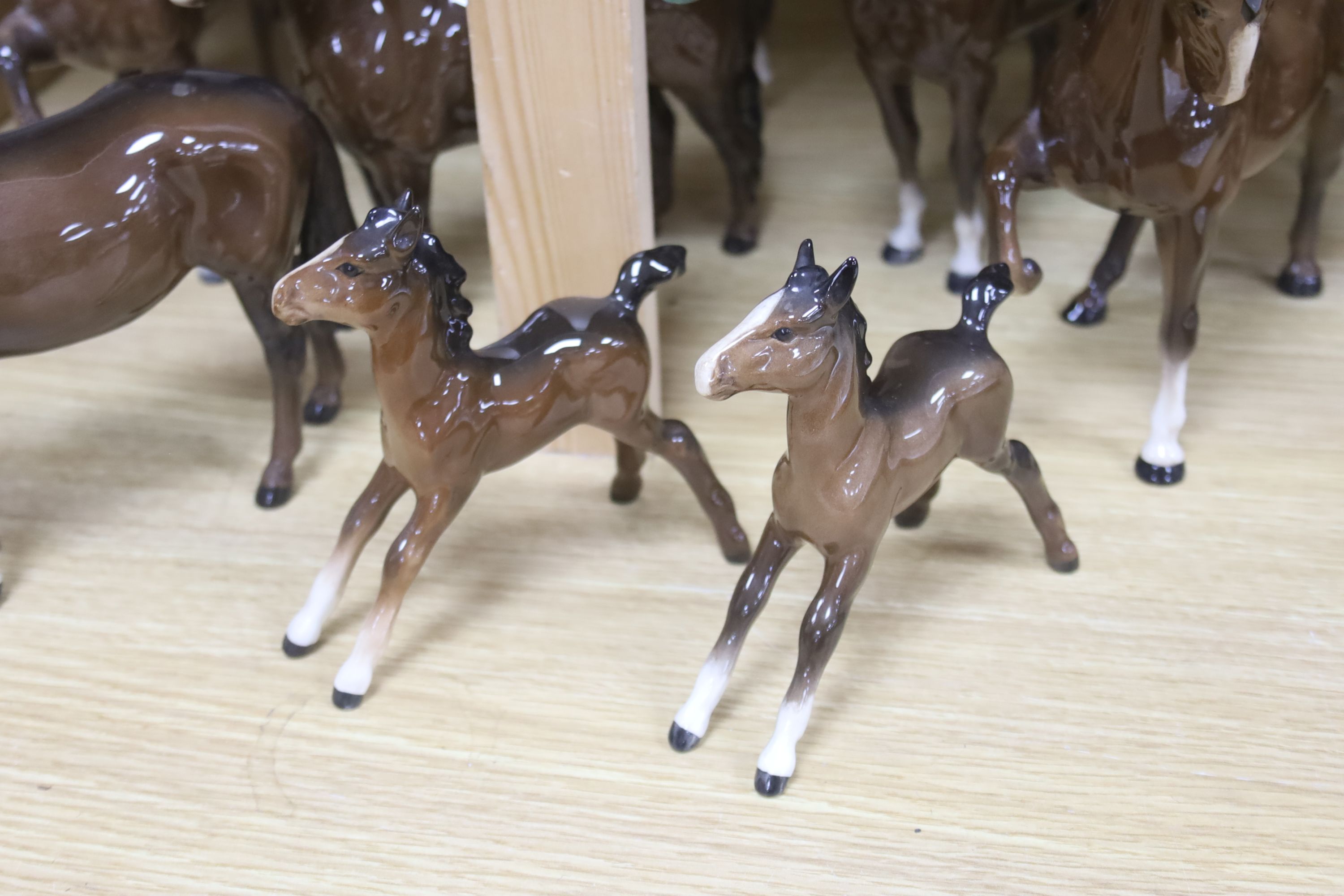 Ten various Beswick horses, tallest 20cm